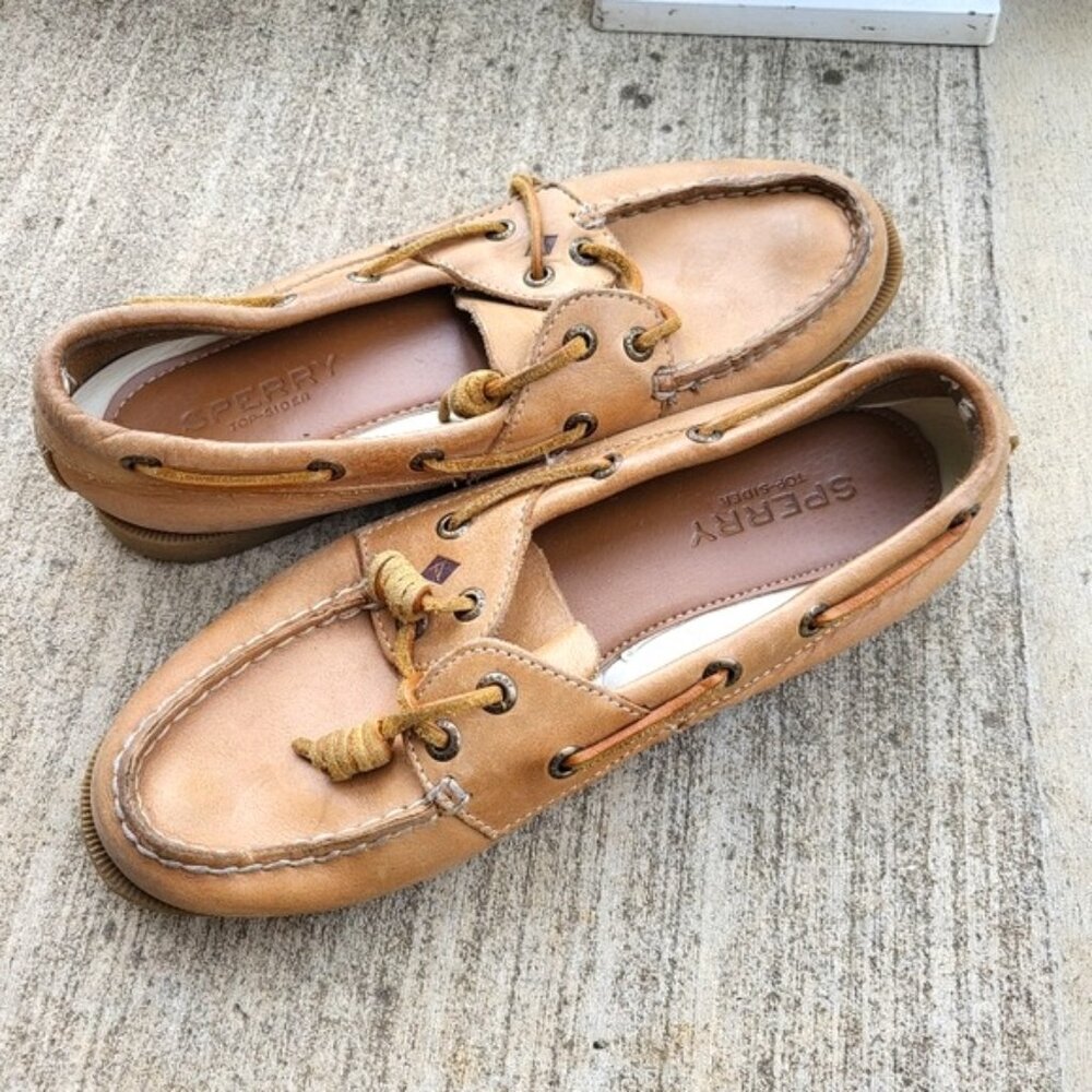 Sperry top sider size 8.5 tan leather boat shoes